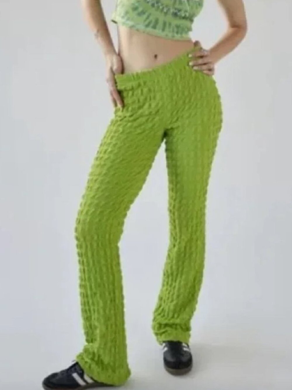 Urban Outfitters Exclusive Tanya Knit Bubble Green Stretch Pants Woman's Size M